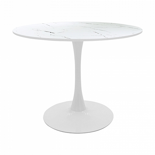 Tραπέζι Balou pakoworld mdf σε λευκή απόχρωση με όψη μαρμάρου Φ100x73εκ Tραπέζι Balou pakoworld mdf σε λευκή απόχρωση με όψη μαρμάρου Φ100x73εκ