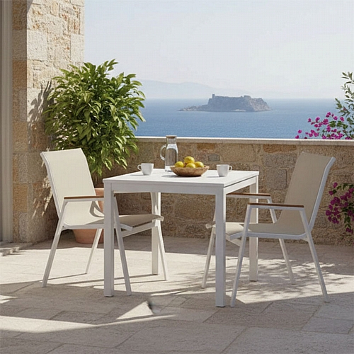 Τραπεζαρία Azelie-Kliton Ι pakoworld σετ 5τεμ γκρι ύφασμα-λευκό αλουμίνιο 80x80x74εκ Τραπεζαρία Azelie-Kliton Ι pakoworld σετ 5τεμ γκρι ύφασμα-λευκό αλουμίνιο 80x80x74εκ