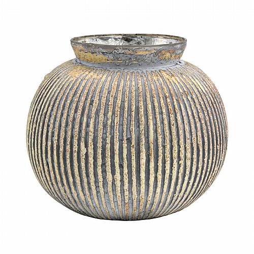 ΓΥΑΛΙΝΟ ΒΑΖΟ Fylliana FL1224 ΜΕΤΑΛΛΙΚΟ ΦΙΝΙΡΙΣΜΑ 20x17εκ