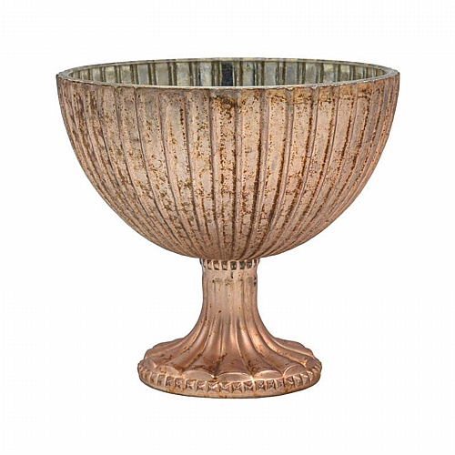 ΓΥΑΛΙΝΗ ΚΟΥΠ ΜΕ ΒΑΣΗ Fylliana FL1946 ΡΟΖ ΜΕ ΜΕΤΑΛΛΙΚΟ ΦΙΝΙΡΙΣΜΑ 18x16εκ