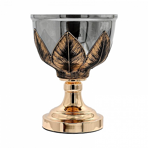 ΓΥΑΛΙΝΗ ΚΟΥΠ ΜΕ ΒΑΣΗ Fylliana FL3087 ΜΑΥΡΟ-ΧΡΥΣΟ ΧΡΩΜΑ 20x49εκ