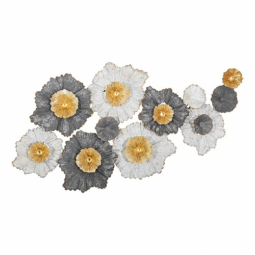 ΜΕΤΑΛΛΙΚΟ ΔΙΑΚΟΣΜΗΤΙΚΟ ΤΟΙΧΟΥ Fylliana FL0385 ΓΚΡΙ-ΛΕΥΚΟ-ΧΡΥΣΟ ΧΡΩΜΑ 118x7x58εκ