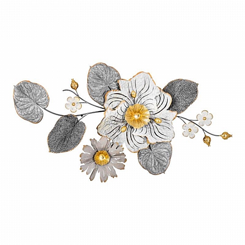 ΜΕΤΑΛΛΙΚΟ ΔΙΑΚΟΣΜΗΤΙΚΟ ΤΟΙΧΟΥ Fylliana FL0399 ΓΚΡΙ-ΛΕΥΚΟ-ΧΡΥΣΟ ΧΡΩΜΑ 90x7x48εκ