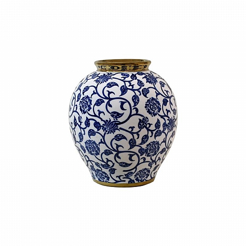 ΚΕΡΑΜΙΚΟ ΒΑΖΟ Fylliana FL22855 ΜΠΛΕ-ΛΕΥΚΟ-ΧΡΥΣΟ ΧΡΩΜΑ 18x21εκ ΚΕΡΑΜΙΚΟ ΒΑΖΟ Fylliana FL22855 ΜΠΛΕ-ΛΕΥΚΟ-ΧΡΥΣΟ ΧΡΩΜΑ 18x21εκ