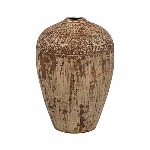 ΚΕΡΑΜΙΚΟ ΒΑΖΟ FYLLIANA FL3232 ΧΡΩΜΑ ΜΠΕΖ - ΧΡΥΣΟ 30x40εκ