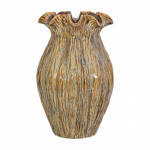 ΚΕΡΑΜΙΚΟ ΒΑΖΟ Fylliana FL30007 ΜΠΕΖ-ΓΚΡΙ-ΧΡΥΣΟ ΧΡΩΜΑ 22x36εκ