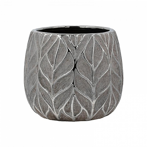 ΚΕΡΑΜΙΚΟ ΒΑΖΟ Fylliana FL126044 ΑΣΗΜΙ-ΚΑΦΕ 16x14εκ