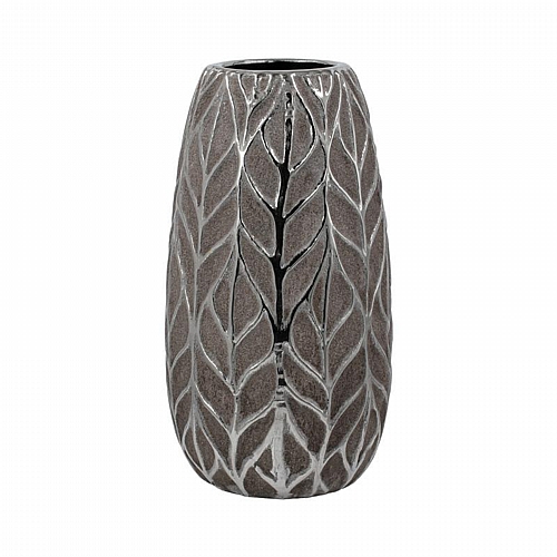 ΚΕΡΑΜΙΚΟ ΒΑΖΟ Fylliana FL126042 ΑΣΗΜΙ-ΚΑΦΕ 14x25εκ