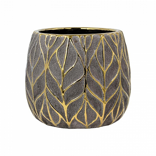 ΚΕΡΑΜΙΚΟ ΒΑΖΟ Fylliana FL126044 ΧΡΥΣΟ-ΚΑΦΕ 16x14εκ