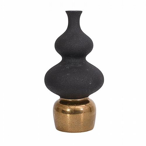 ΚΕΡΑΜΙΚΟ ΒΑΖΟ Fylliana FL0399 ΜΑΥΡΟ-ΧΡΥΣΟ ΧΡΩΜΑ 19x19x37εκ