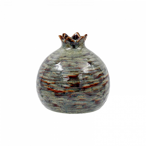 ΚΕΡΑΜΙΚΟ ΔΙΑΚΟΣΜΗΤΙΚΟ ΡΟΔΙ Fylliana Pomegranate ΠΡΑΣΙΝΟ-ΚΑΦΕ ΧΡΩΜΑ 12x13x13εκ