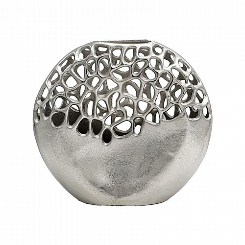 ΜΕΤΑΛΛΙΚΟ ΒΑΖΟ Fylliana FL8858 ΑΣΗΜΙ ΧΡΩΜΑ 30x8x27εκ