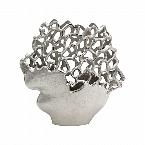 ΜΕΤΑΛΛΙΚΟ ΒΑΖΟ Fylliana FL8878 ΑΣΗΜΙ ΧΡΩΜΑ 33x9x32εκ