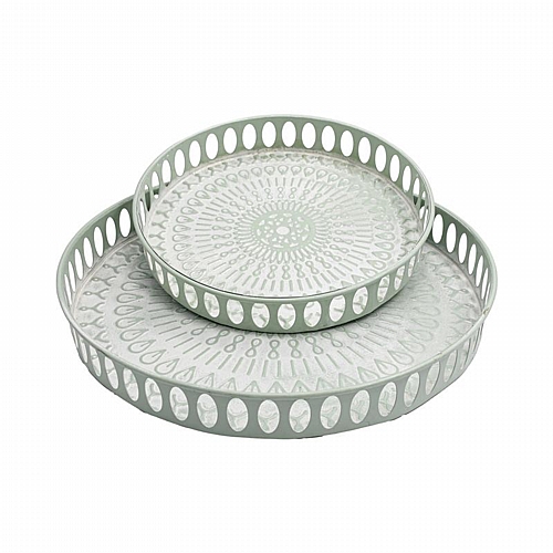 ΣΕΤ 2 ΜΕΤΑΛΛΙΚΟΙ ΔΙΣΚΟΙ Fylliana FL1510 MINT-ΛΕΥΚΟ ΧΡΩΜΑ 38x5εκ