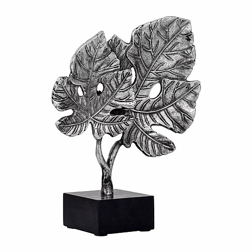 ΜΕΤΑΛΛΙΚΟ ΔΙΑΚΟΣΜΗΤΙΚΟ ΦΥΛΛΑ ΣΕ ΜΑΥΡΗ ΒΑΣΗ Fylliana FL75952 ΑΣΗΜΙ ΑΝΤΙΚΕ ΧΡΩΜΑ 23x10x33εκ