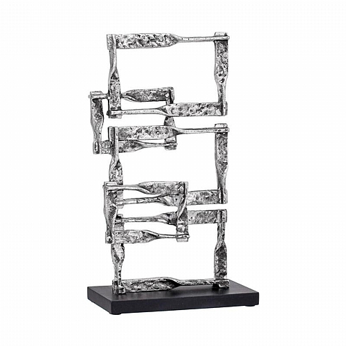 ΜΕΤΑΛΛΙΚΟ ΔΙΑΚΟΣΜΗΤΙΚΟ ΓΕΩΜΕΤΡΙΚΑ ΣΧΕΔΙΑ ΣΕ ΜΑΥΡΗ ΒΑΣΗ Fylliana FL77067 ΑΣΗΜΙ ΑΝΤΙΚΕ ΧΡΩΜΑ 25x10x44εκ