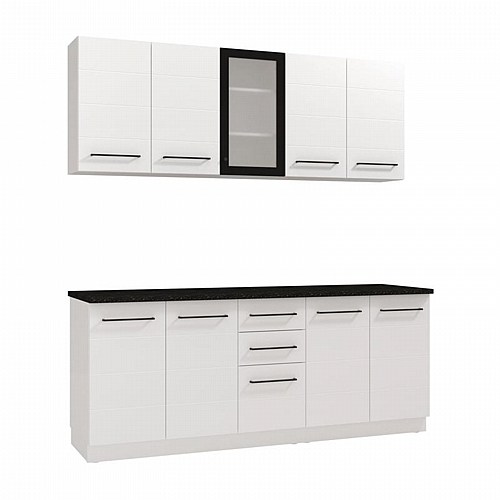 ΣΥΝΘΕΣΗ ΚΟΥΖΙΝΑΣ RAJNA 200 ΛΕΥΚΟ/ΜΑΥΡΟ ΜΑΤ 200x51x200εκ