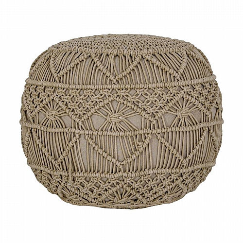 ΔΙΑΚΟΣΜΗΤΙΚΟ ΠΟΥΦ ΜΑΚΡΑΜΕ Fylliana ΜΠΕΖ ΧΡΩΜΑ 45x45x40εκ