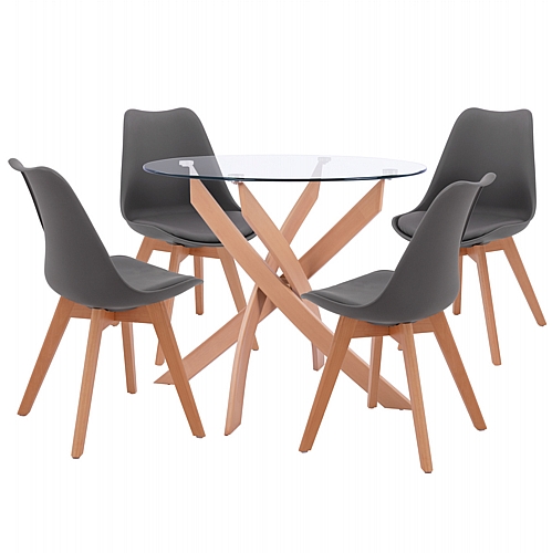 ΣΕΤ ΤΡΑΠΕΖΑΡΙΑΣ 5ΤΜΧ ΤΡΑΠΕΖΙ Φ90X74 & 4 ΚΑΡΕΚΛΕΣ ΓΚΡΙ FB911693.10