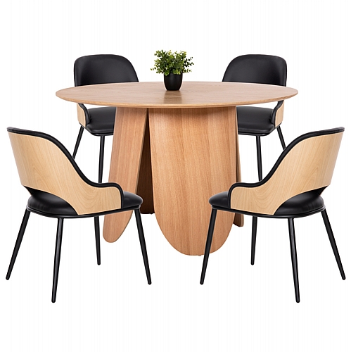 ΣΕΤ ΤΡΑΠΕΖΑΡΙΑ ΕΣΩΤ. ΧΩΡΟΥ 5ΤΜΧ FB911971 ΤΡΑΠΕΖΙ FB99612.01 & 4 ΚΑΡΕΚΛΕΣ FB99617.01(ΟΑΚ-ΜΑΥΡΟ)