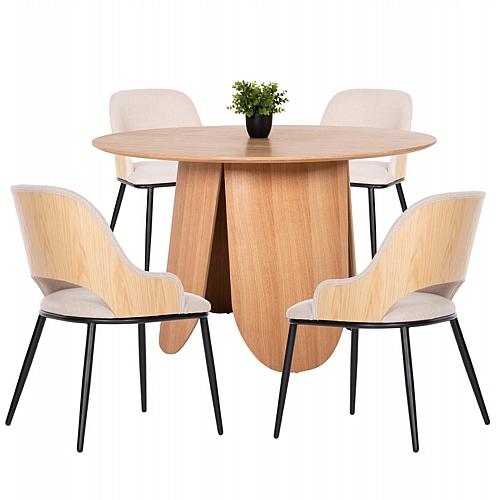 ΣΕΤ ΤΡΑΠΕΖΑΡΙΑ ΕΣΩΤ. ΧΩΡΟΥ 5ΤΜΧ FB911973 ΤΡΑΠΕΖΙ FB99612.01 & 4 ΚΑΡΕΚΛΕΣ FB99617.02(ΟΑΚ-ΜΠΕΖ)