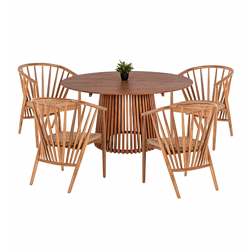 ΣΕΤ ΤΡΑΠΕΖΑΡΙΑΣ 5ΤΜΧ FB921076.01 ΣΤΡΟΓΓΥΛΟ ΤΡΑΠΕΖΙ Φ150εκ. & 4 ΚΑΡΕΚΛΕΣ