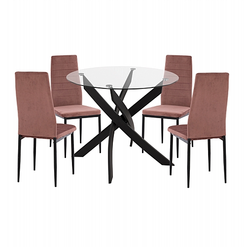 ΣΕΤ ΤΡΑΠΕΖΑΡΙΑΣ 5ΤΜΧ FB921199.02 ΓΥΑΛΙ--ΜΕΤΑΛΛΟ ΣΕ ΜΑΥΡΟ & ΒΕΛΟΥΔΟ ΣΑΠΙΟ ΜΗΛΟ