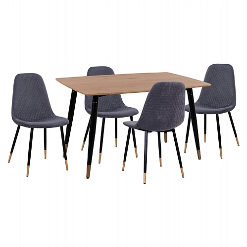 ΣΕΤ ΤΡΑΠΕΖΑΡΙΑΣ 5ΤΜΧ FB911196.01 MDF TOP-ΒΕΛΟΥΔΟ ΓΚΡΙ & ΜΕΤΑΛΛΟ ΜΑΥΡΟ