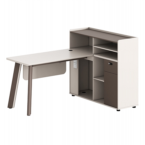 ΓΡΑΦΕΙΟ ΔΕΞΙΑ ΓΩΝΙΑ FB918275R ΜΕΛΑΜΙΝΗ ΕΚΡΟΥ--ΠΟΔΙΑ ΑΛΟΥΜΙΝΙΟΥ 160x120x105Υεκ